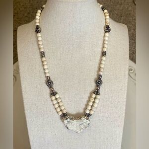 Sterling Silver White Natural Stone Necklace